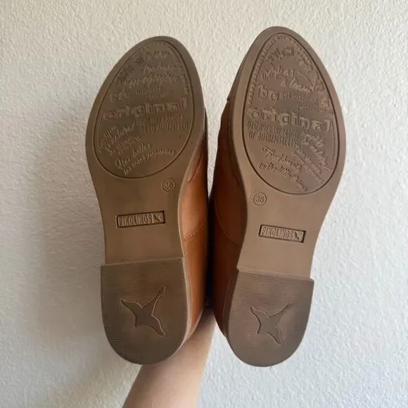 Pikolinos Pyrgos Laceless Slip On Oxford Shoes in Tan Brown Leather size 36 - Picture 13 of 13